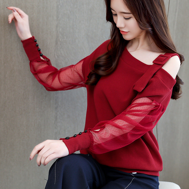 Autumn long sleeve shirt top solid blouse shirt clothing female